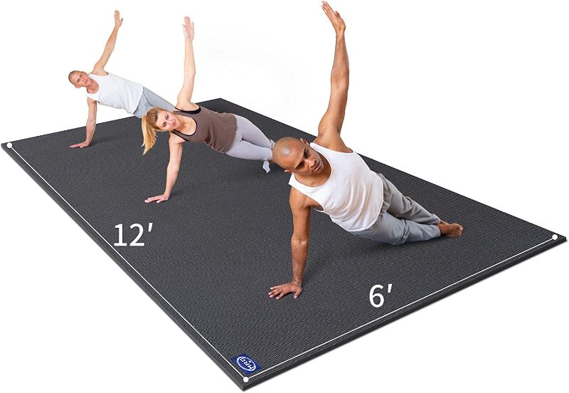 Photo 1 of MRO Large Yoga Mat for Home Gym Workout 6'x12'x7mm, Extra Wide and Long Exercise Mats for Durable Men and Women, Thick, Non-Slip, Soft for Stretching and Light Cardio on any Floor