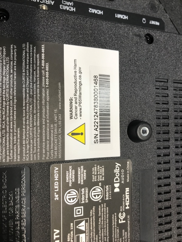 Photo 1 of RCA 24-inch Flat Screen 720p Roku Smart LED TV - RTR2461, 2022 Model