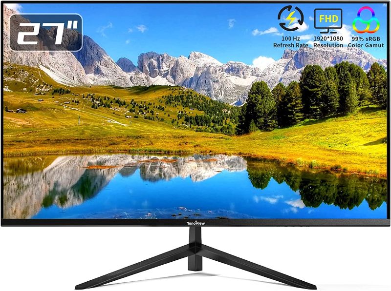 Photo 1 of InnoView 27 Inch FHD 100HZ Eyes Care Built-in Speakers Frameless 4000:1 Contrast Ratio Ultra Thin Bezel Professional Computer Gaming Monitor
