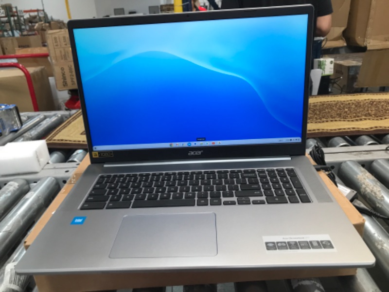 Photo 2 of ***MISSING POWER SUPPLY***Acer 2022 Chromebook, 17" IPS Full HD(1920x1080) Screen, Intel Celeron Processor Up to 2.80 GHz, 4GB DDR4 Ram, 64GB SSD, Super-Fast 6th Gen WiFi, Chrome OS, Natural Silver(Renewed)