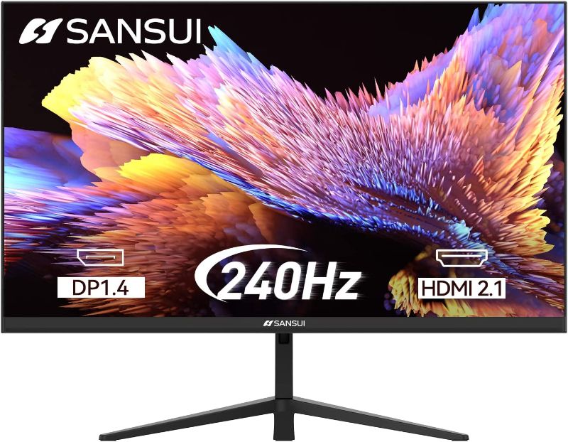 Photo 1 of SANSUI 27 inch 240Hz Gaming Monitor 1080P USB Type-C MPRT 1ms Adaptive Sync Ultra Slim LED Computer Monitor Build-in Speakers DP HDMI USB Eye Care VESA Compatible (Type-C and DP Cable Included)