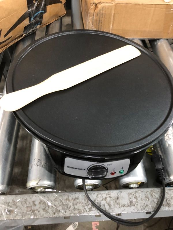 Photo 2 of *** POWERS ON *** ELITE GOURMET ECP-126 ELECTRIC CREPE MAKER, PANCAKE, HOT CAKES AND NON-STICK GRIDDLE WITH SPREADER, SPATULA AND RECIPES, 12", BLACK
