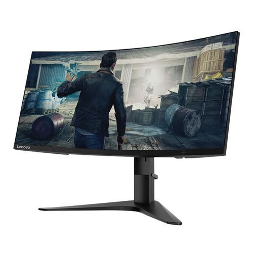 Photo 1 of *TURNS ON BUT MAJOR DAMAGE TO SCREEN* Lenovo G34w-10 34-Inch WQHD Curved Gaming Monitor, 21:9 Ultra-Wide, 3 Side NearEdgeless, AMD FreeSync, 144Hz, HDMI, DP, Adjustable Stand, VESA & 510