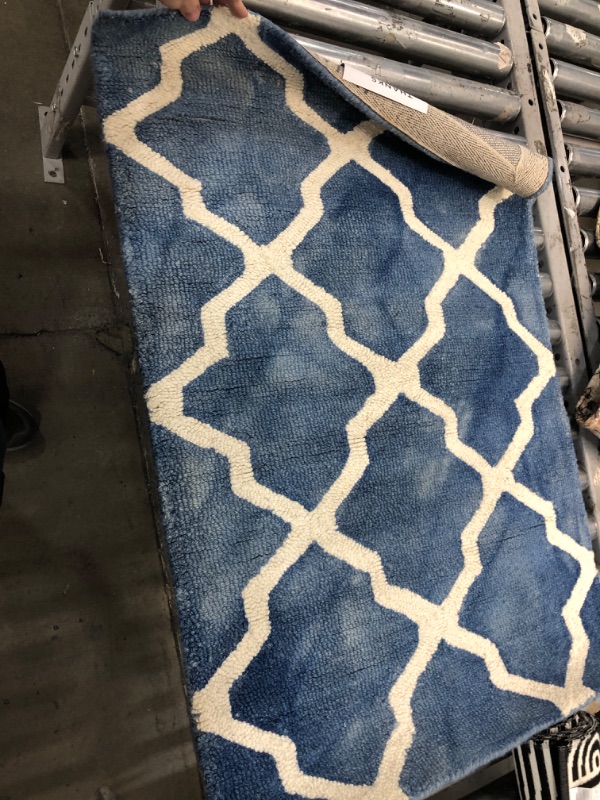 Photo 1 of SAFAVIEH Dip Dye Collection 2' x 3' Blue/Ivory DDY540K Handmade Moroccan Watercolor Premium Wool Accent Rug 2' x 3' Blue / Ivory