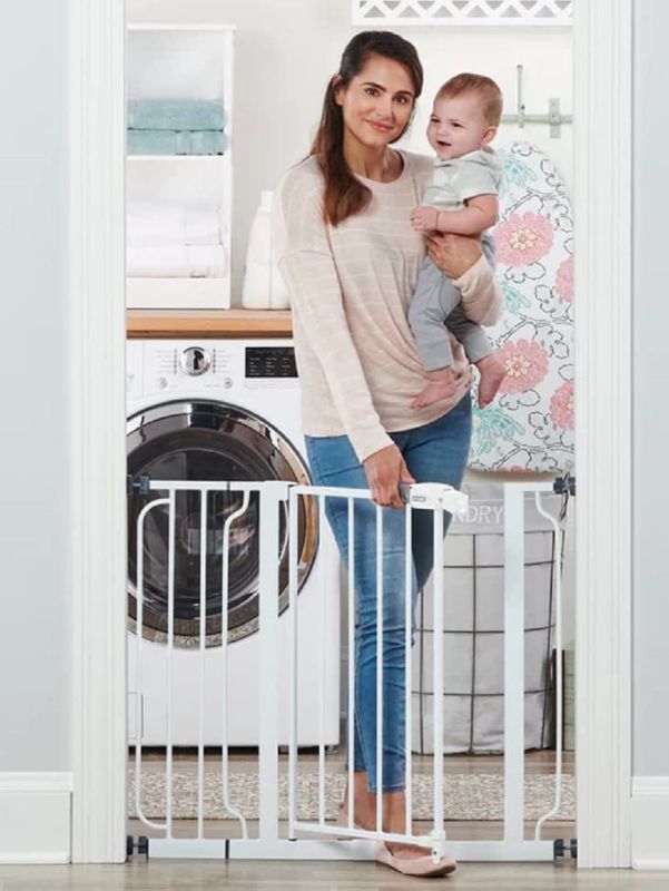 Photo 1 of Regalo Easy Step 38.5-Inch Wide Walk Thru Baby Gate, Includes 6-Inch Extension Kit, Pressure Mount Kit, Wall Cups and Mounting Kit
