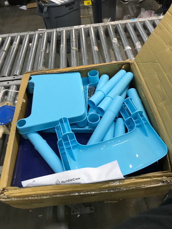 Photo 1 of Humble Crew, Multi-Blue Kids Lightweight Plastic Table and 4 Chairs Set, Square
