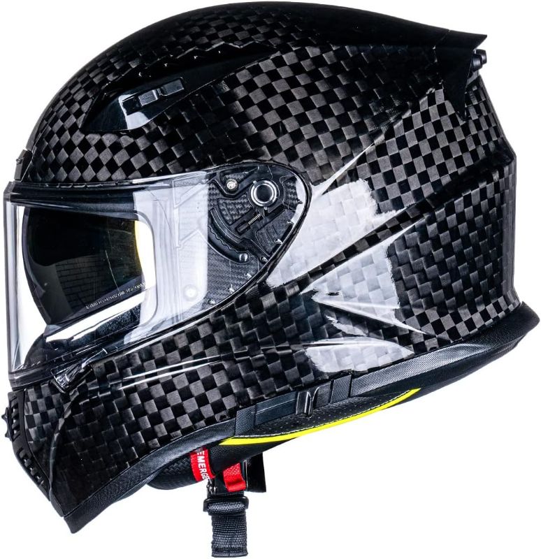 Photo 1 of VCOROS FA-602 Carbon Fiber Full Face Motorcycle Helmet Unisex-Adult Dual Visor Helmets
