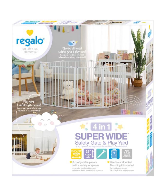 Photo 1 of Regalo 192-Inch Super Wide Adjustable Baby Gate and Play Yard, 4-In-1, Bonus Kit, 4 Count (Pack of 1
