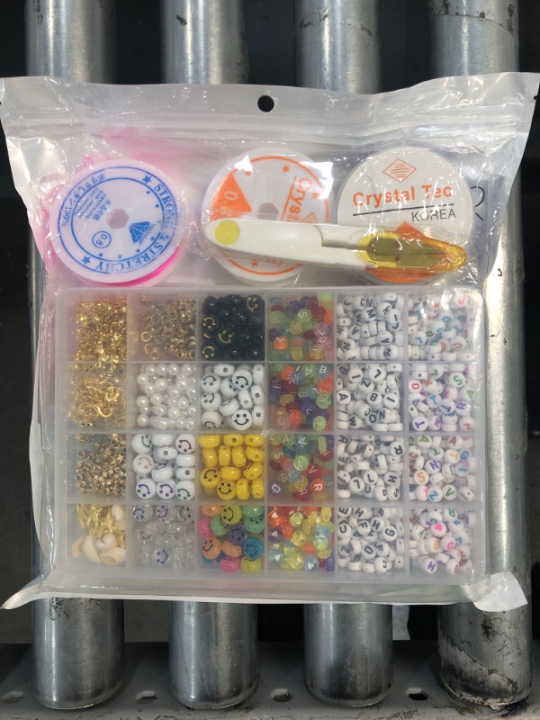 Photo 1 of 6000 Pcs Clay Beads for Jewelry Making, 24 Colors Flat Polymer Beads with Smiley Face and Complete Alphabet Beads Kit