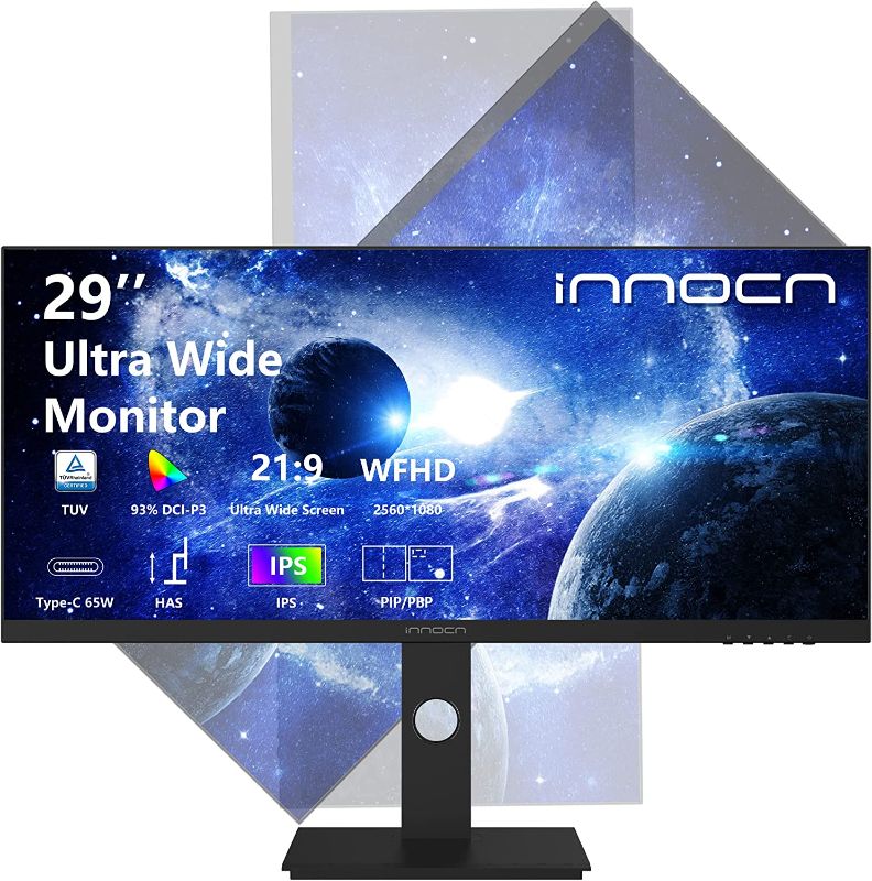 Photo 1 of new* INNOCN 29C1F-D 29" Ultrawide Monitor USB Type C 21:9 IPS Display WFHD 2560 x 1080P 350Nits 99% sRGB DP HDMI Computer Monitor, 75Hz, Split Screen, Height/Pivot Adjustable, Wall Mountable