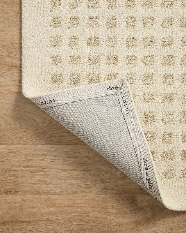 Photo 1 of Loloi Chris Loves Julia x Polly Collection POL-01 Ivory/Natural, Contemporary 18" x 18" Sample Rug Ivory / Natural 18" x 18" Sample