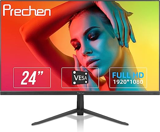 Photo 1 of **UNABLE TO CHANGE COLOR COMPONENT** 
Prechen 24 Inch Computer Monitor, 3-Sided Frameless Gaming Screen FHD 1920x1080 LED Desktop Monitor with HDMI & VGA Interface, 75Hz, 3000:1, VA, 4ms, VESA Mountable, PC Monitor for Office Work
