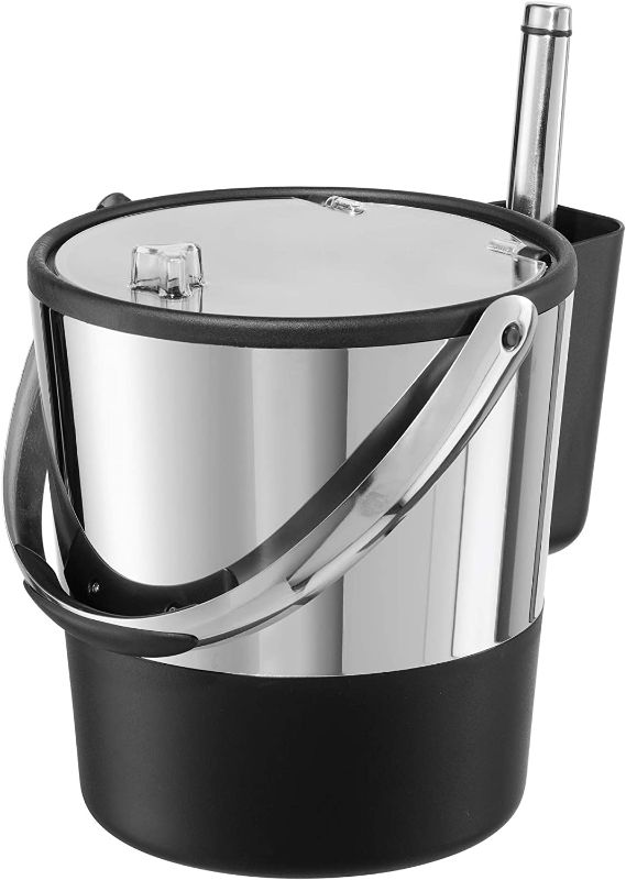 Photo 1 of Oggi Insulated Ice Bucket, 4 Quart / 3.8 L, Stainless Steel, Black
