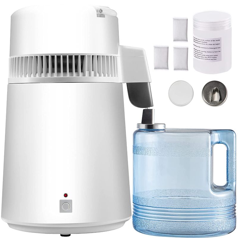 Photo 1 of VEVOR 1.1 Gal Water Distiller, 750W Distilled Water Machine, 4L Distilling Pure Water Machine w/Plastic Container, Water Distillation Kit w/Button,...
