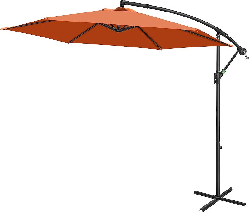 Photo 1 of 10Ft Offset Patio Umbrella, Cantilever Hanging Umbrellas, Outdoor Umbrella Large Market Umbrella with Crank 