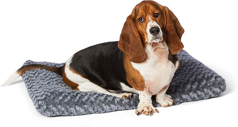 Photo 1 of  Plush Pet Bed and Dog Crate Pad, Medium, 35 x 23 x 3 Inches, Gray Swirl
