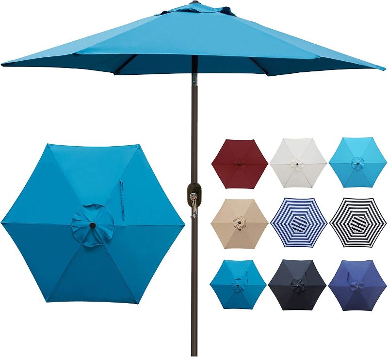 Photo 2 of 
Blissun 7.5 ft Patio Umbrella, Yard Umbrella Push Button Tilt Crank (Cerulean)