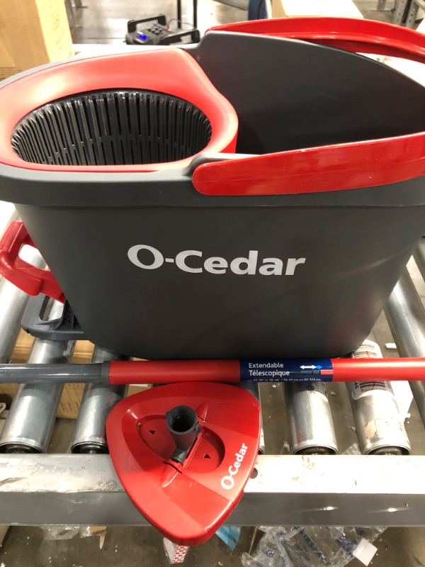 Photo 1 of 
O-Cedar EasyWring Microfiber Spin Mop, Bucket Floor Cleaning System, Red, Gray