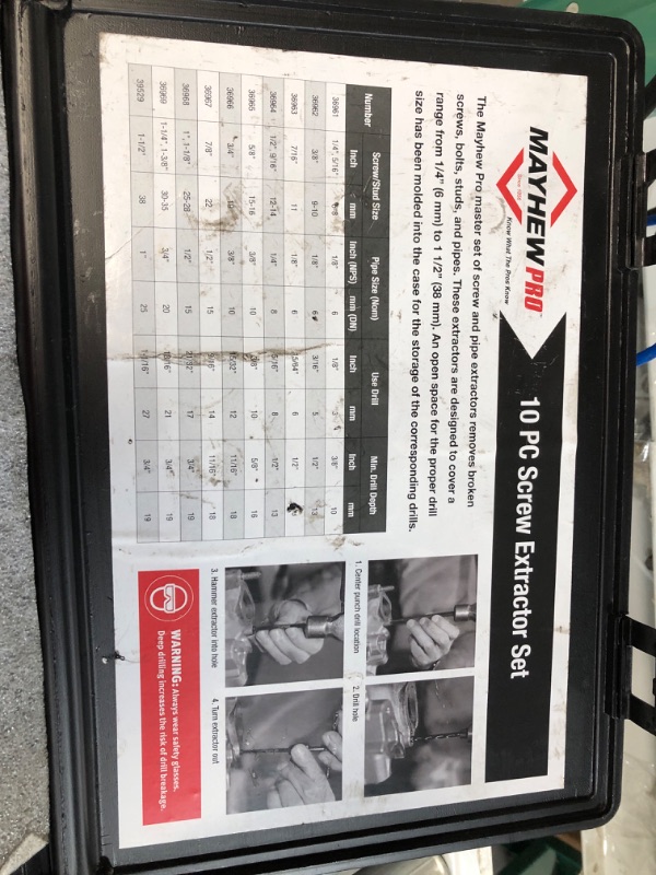 Photo 1 of Mayhew Tools MAY-37345 Screw Extractor Set - 10 Piece