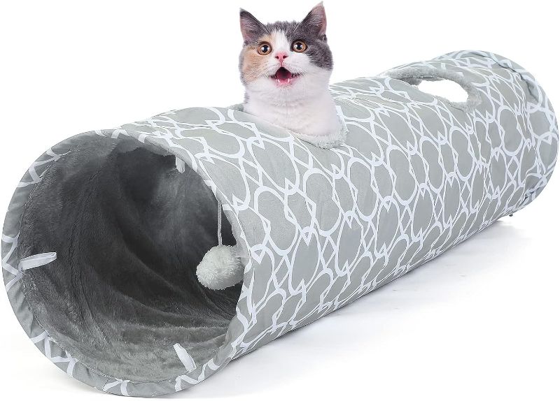 Photo 1 of **STOCK PHOT JUST FOR REFERENCE**
LUCKITTY Large Cat Tunnel Bed with Plush Cover,Fluffy Toy Balls, Small Cushion and Flexible Design- 10 inch Diameter, 3 ft Length- Great for Cats