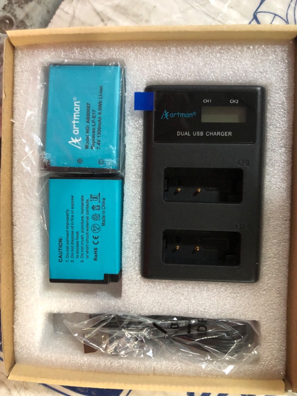 Photo 2 of ?Artman Upgraded LP-E17 Battery 2-Pack and LCD Dual Charger