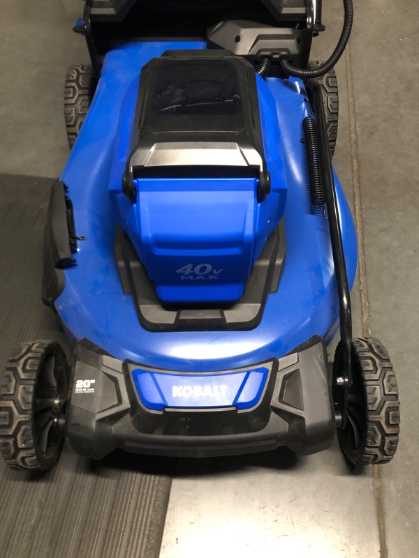 Photo 9 of ***Parts Only***MISSING BATTERY******
Kobalt 40v Blue and Black Brushless Lawn Mower with Lithium ION Battery