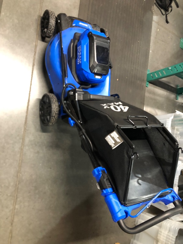 Photo 3 of ***Parts Only***MISSING BATTERY******
Kobalt 40v Blue and Black Brushless Lawn Mower with Lithium ION Battery