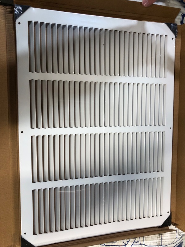 Photo 3 of 20"w X 14"h Steel Return Air Grilles - Sidewall and Ceiling - HVAC Duct Cover - White [Outer Dimensions: 21.75"w X 15.75"h] 20 X 14 White