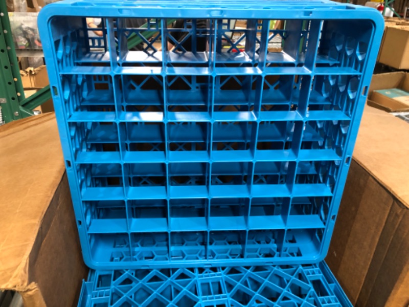 Photo 3 of **missing one rack***CFS 36 Compartment Full Size OptiClean Glass Rack [Set of 3] CFS Blue, 7.12 Carlisle Blue 7.12" 36 Compartment Glass Rack w/ 2 Extenders