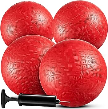 Photo 1 of Bedwina Playground Balls Bulk - 9 Inch (Pack of 4) Red Rubber Bouncy Inflatable Balls