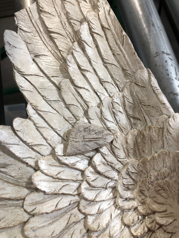 Photo 3 of ***MISSING BROKEN PARTS** WHW Whole House Worlds Grand Tour Angel Wings, Vintage Style, Set of 2, Antique White, Artisinal Design, Hand Crafted, Bas Relief Sculptures, 21.75 Inches Tall