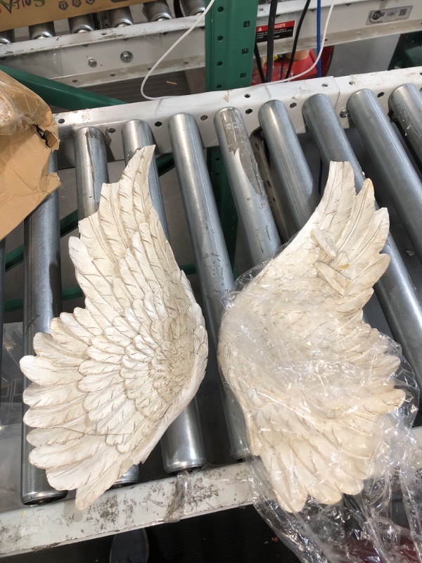 Photo 1 of ***MISSING BROKEN PARTS** WHW Whole House Worlds Grand Tour Angel Wings, Vintage Style, Set of 2, Antique White, Artisinal Design, Hand Crafted, Bas Relief Sculptures, 21.75 Inches Tall