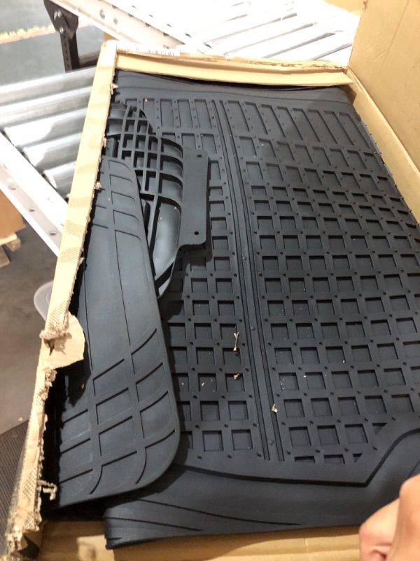 Photo 2 of Motor Trend FlexTough Advanced Black Rubber Car Floor Mats with Cargo Liner Full Set - Front 