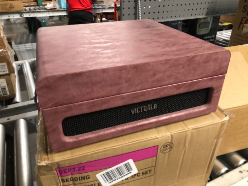 Photo 5 of Victrola Parker Bluetooth Suitcase Record Player with 3-Speed Turntable, Lambskin Dusty Rose (VSC-580BT-LDR)