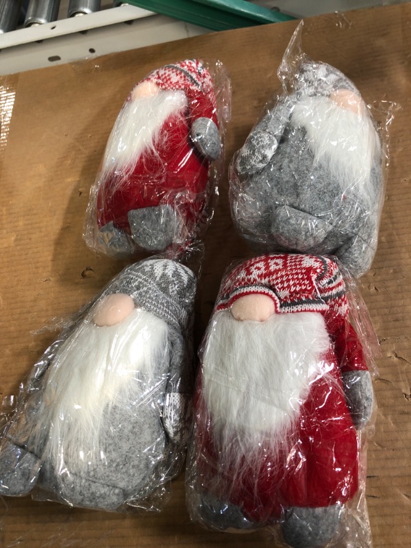 Photo 2 of Christmas Gnomes Holiday Gnome Handmade Swedish Tomte, Christmas Elf Decoration Ornaments Thanks Giving Day Gifts Swedish Gnomes tomte (Red Stripe+Grey Snowflake - 19 Inches) 4 pack