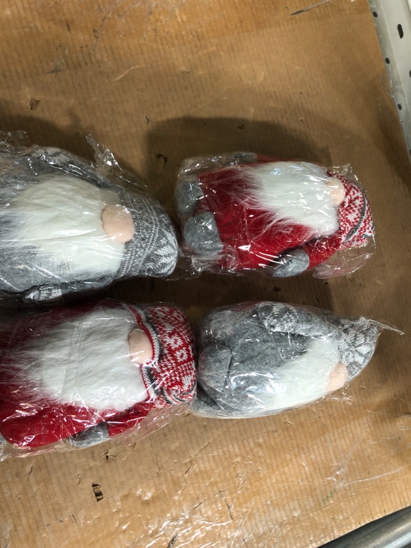 Photo 3 of Christmas Gnomes Holiday Gnome Handmade Swedish Tomte, Christmas Elf Decoration Ornaments Thanks Giving Day Gifts Swedish Gnomes tomte (Red Stripe+Grey Snowflake - 19 Inches) 4 pack