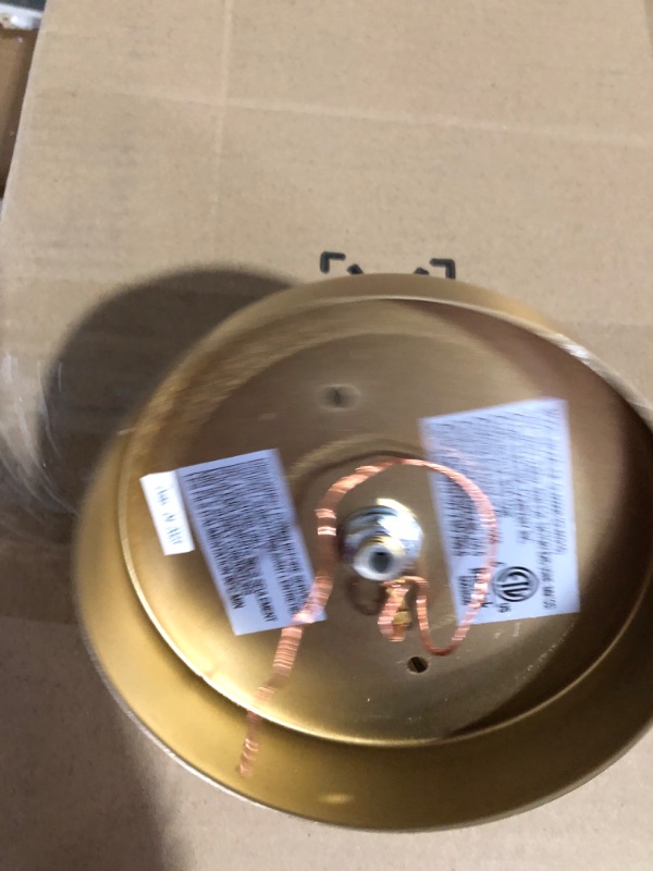 Photo 1 of **DENTED, BENT, MISSING HARDWARE, PARTS ONLY** Globe Electric 60998 2-Light Flush Mount Ceiling Light, Matte Brass
