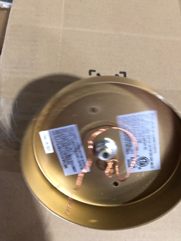 Photo 2 of **DENTED, BENT, MISSING HARDWARE, PARTS ONLY** Globe Electric 60998 2-Light Flush Mount Ceiling Light, Matte Brass