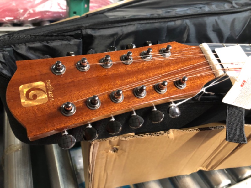 Photo 1 of USED - Vangoa 12 String Guitar, Acoustic-electric Dreadnought Cutaway Guitar Bundle, Sapele Body, Natural, Gloss(VA21CE NT12) Sapele Top