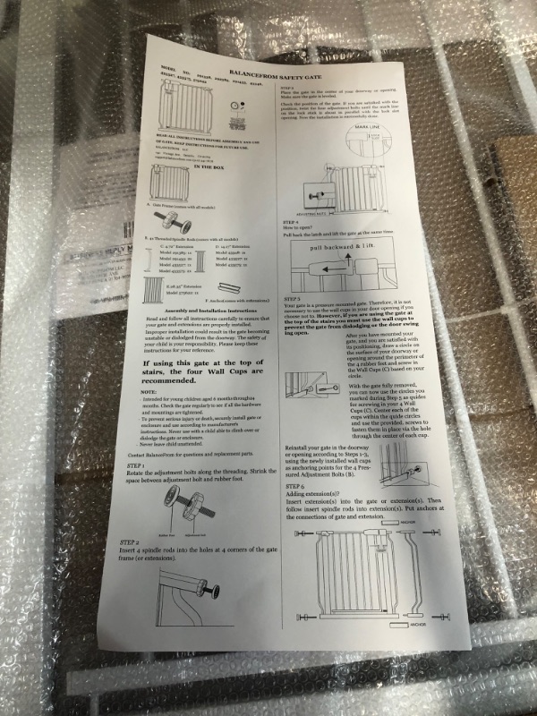 Photo 2 of BalanceFrom Easy Walk-Thru Safety Gate for Doorways and Stairways Sizes 30-inch Tall, No Caps Fits 29.1 - 38.5" Wide