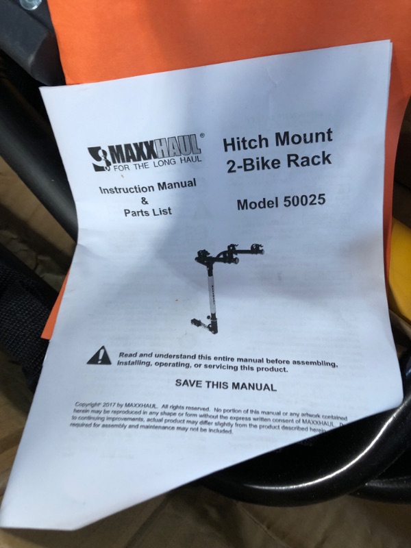 Photo 2 of USED - MaxxHaul 50025 Hitch Mount 2 Bike Rack For Cars, Trucks, SUV's, Minivans - 100 lb. Capacity