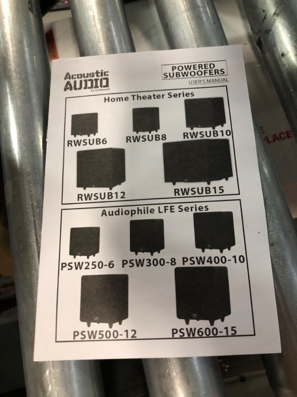 Photo 2 of Acoustic Audio PSW500-12 Home Theater Powered 12" LFE Subwoofer Black Front Firing Sub,500 Watts 12 in 500 Watts Subwoofer