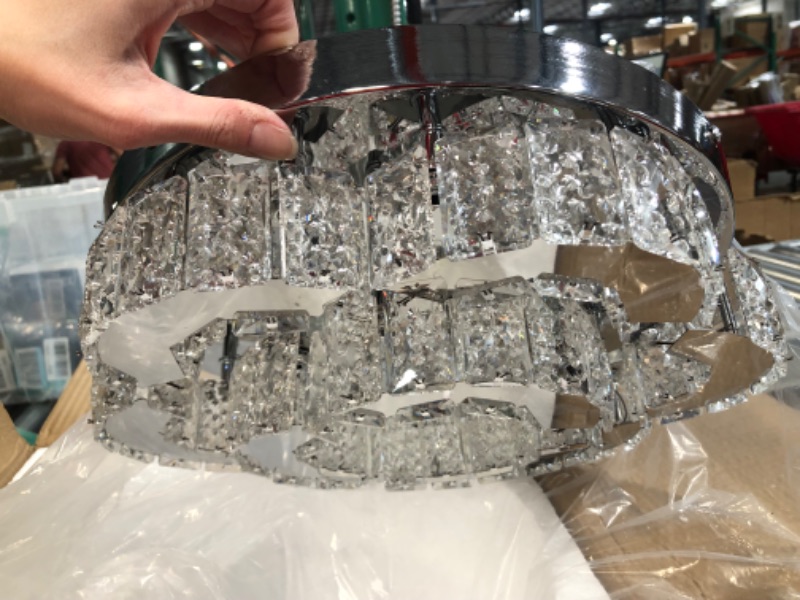 Photo 1 of DAMAGED - Ceiling Crystal Chandeliers Modern Crystal Ceiling Light Fixture Luxury LED Flush Mount Ceiling Light for Bedroom Dining Room Hallway Entrance Closet Daylight
