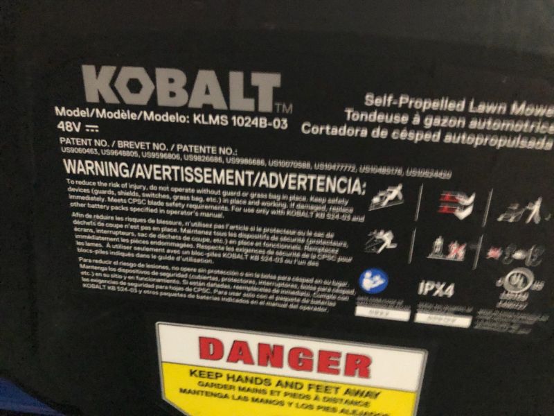 Photo 7 of ***BATTERIES NOT INCLUDED - UNABLE TO TEST - SEE NOTES***
Kobalt 24-Volt Brushless Lithium Ion Self-Propelled 20-in Cordless Electric Lawn Mower