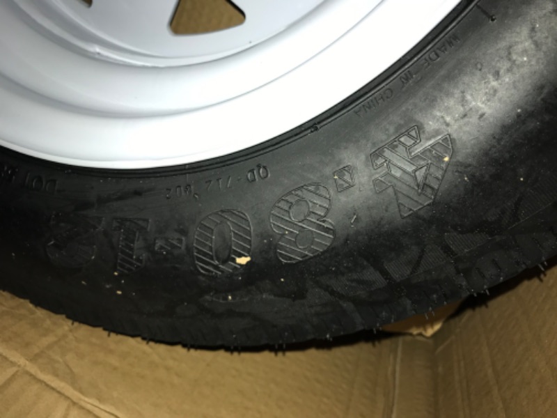 Photo 2 of 2-Pk Trailer Tire On Rim 4.80-12 LRC 5 Lug White Spoke Wheel