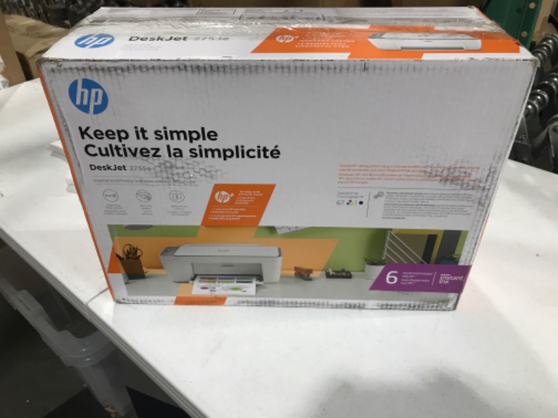 Photo 3 of HP DeskJet 2755e Wireless Color All-in-One Printer with bonus 6 months Instant Ink (26K67A), white