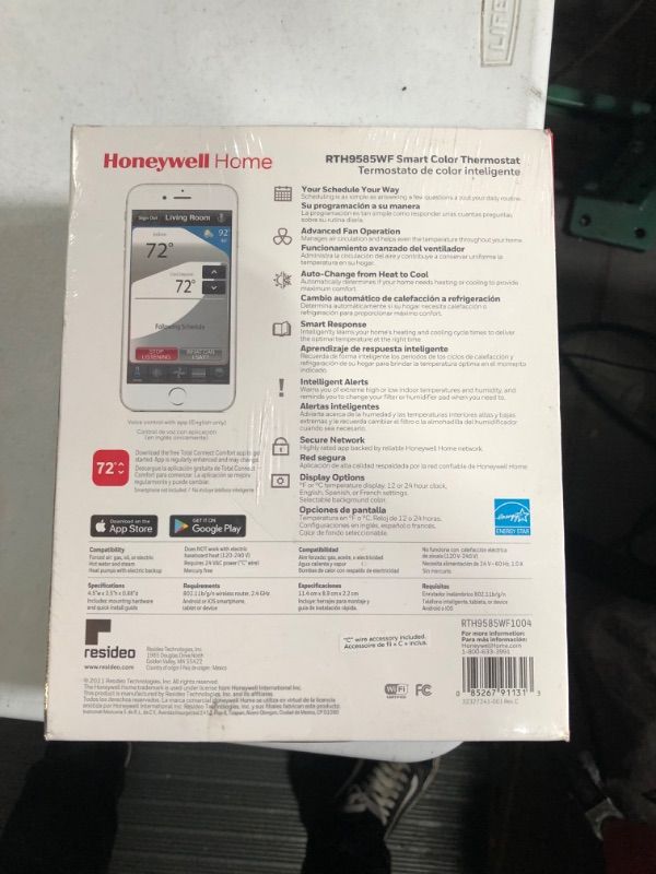 Photo 3 of **SEE NOTES/FOR PARTS**
Honeywell - Smart Color Thermostat with Wi-Fi Connectivity - Silver