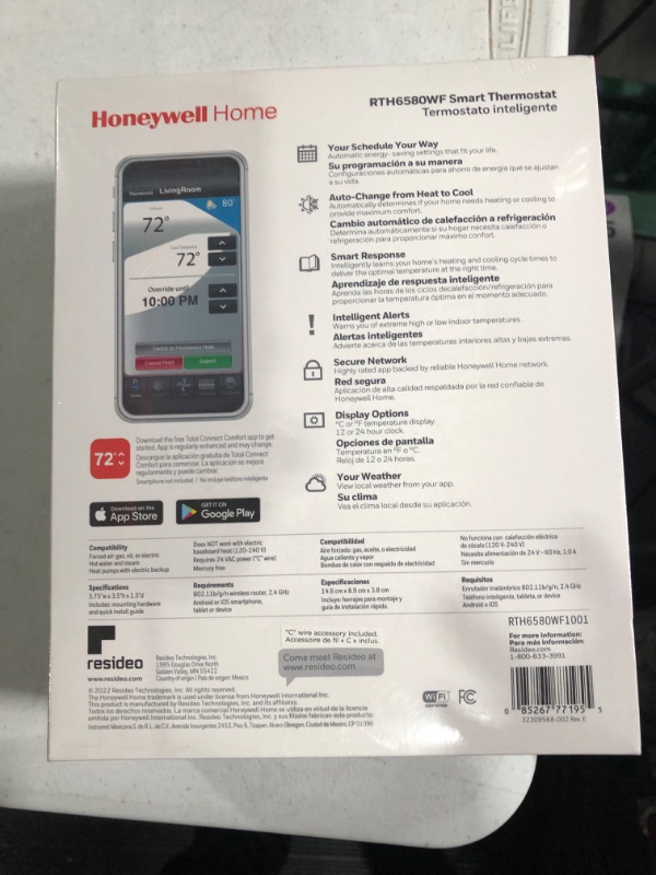 Photo 3 of Honeywell Home Wi-Fi 7-Day Programmable Thermostat + First Alert Onelink Smoke Detector and Carbon Monoxide Detector Hardwired WiFi Thermostat + Smoke/CO Hardwired