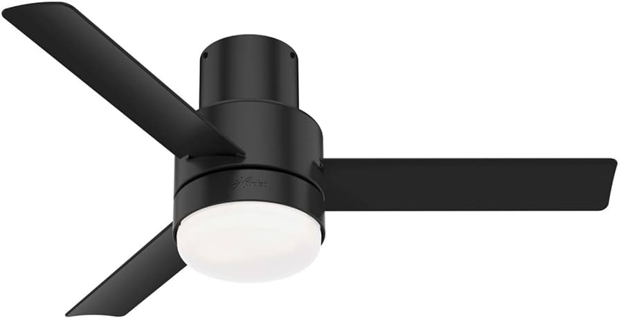 Photo 1 of [Notes] Hunter Gilmour 44-inch Indoor/Outdoor Matte Black Casual Ceiling Fan With Bright LED Light Kit, Remote Control, Reversible WhisperWind Motor and SureSpeed Technology Included