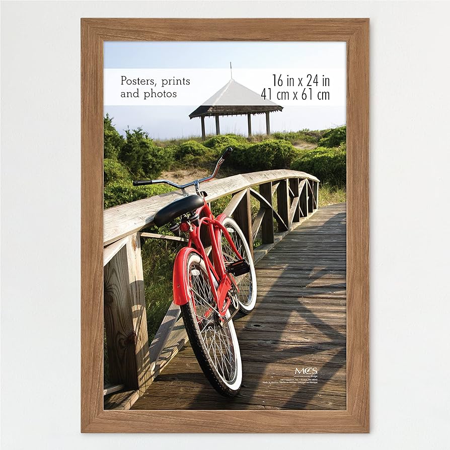 Photo 1 of **ACRYLIC PANE CUT THROUGH** MCS Museum Poster Frame, Medium Oak Woodgrain, 16 x 24 in, Single